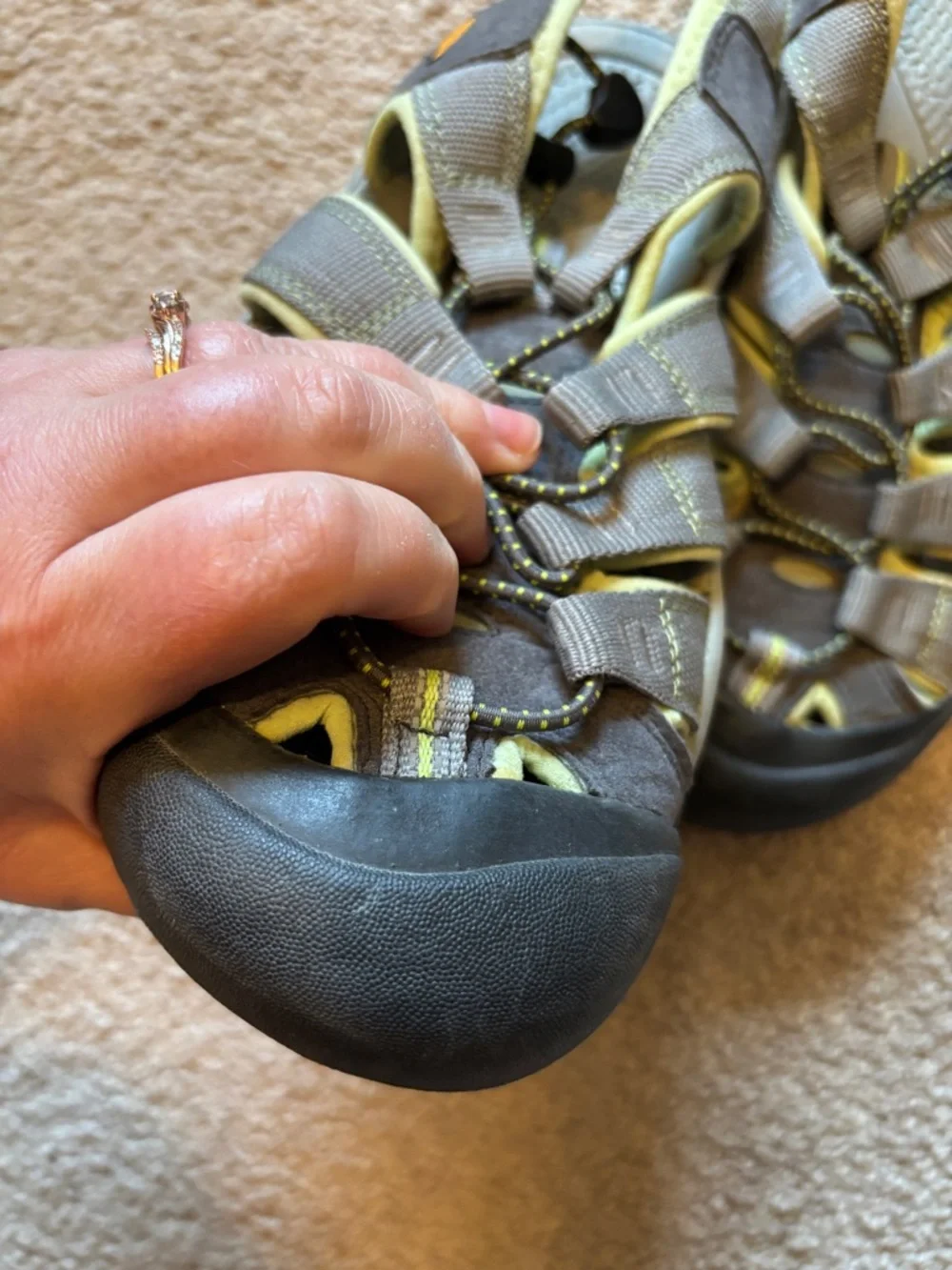 Keen Grey and Yellow Trail Sandals with Quick-Pull Lacing